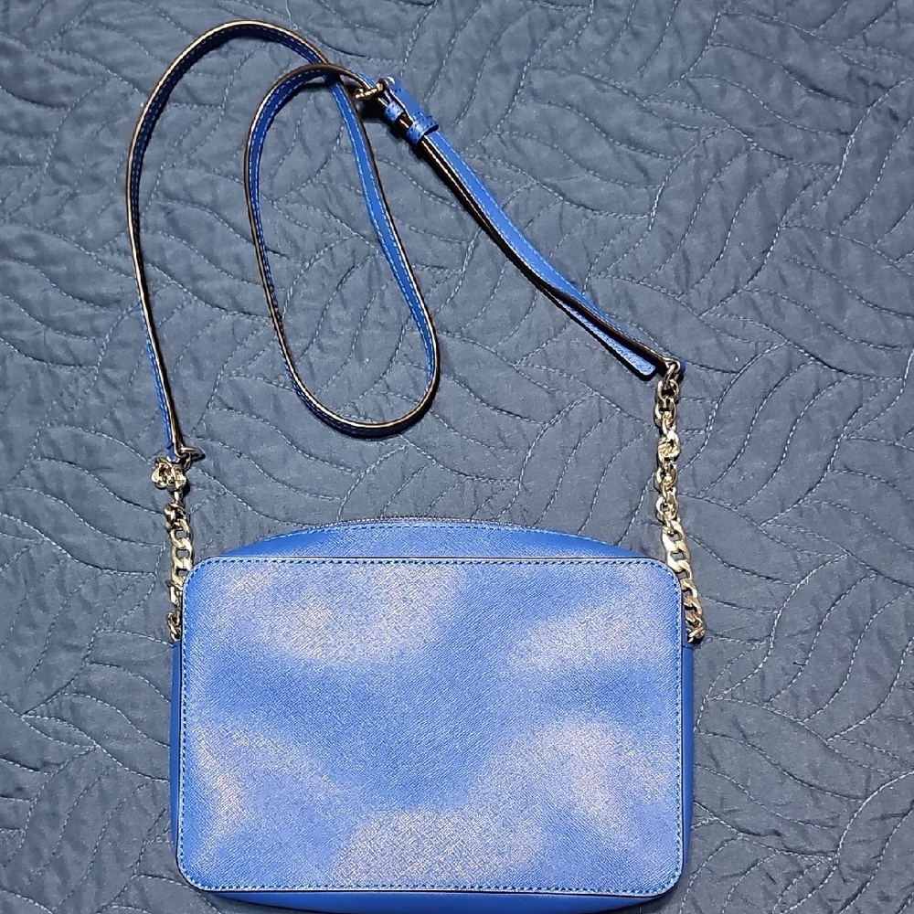 Michael Kors Jet Set Perforated Electric Blue Crossbody Bag New With COA - Picture 2 of 7